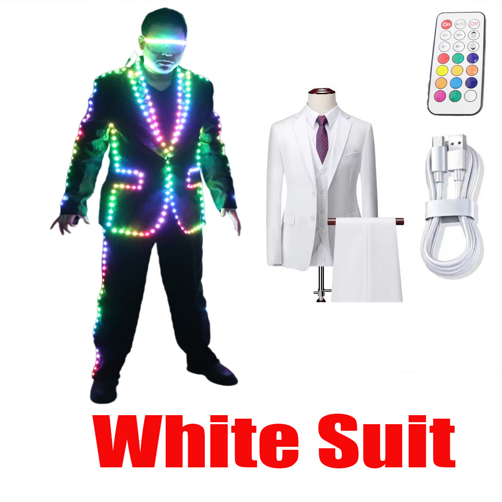 RGB Pixel LED Light Up Jacket Coat - Full Color Tron Stage Suit for Dance Performance Outfit