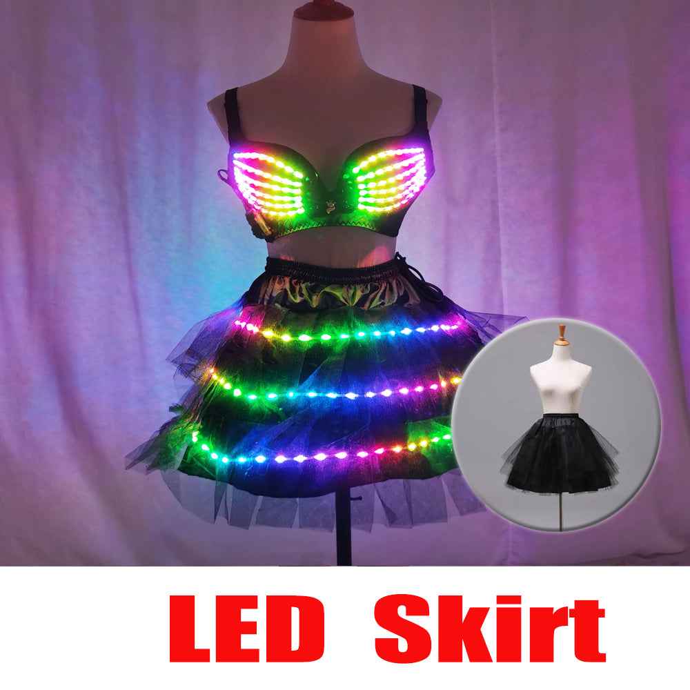 Women LED Mermaid Belly Dance Set Bling Bling Bra & Skirt Professional Belly Dance Wear - Tem-laser.com