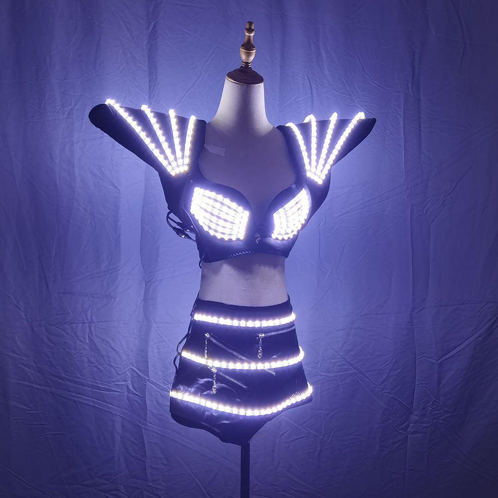 Fashion LED Luminous Women Suit – Bra, Shorts & Shoulder Armor