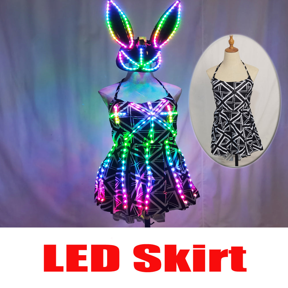 LED Luminous Belly Dance Split Skirt – Sexy Professional Training & Stage Dance Outfit