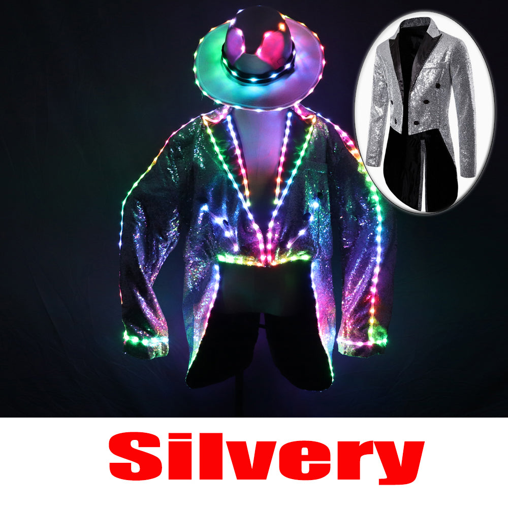 Luminous Fashion Swallowtail LED Tuxedo - Men Glowing LED Clothing Dance Show Accessories