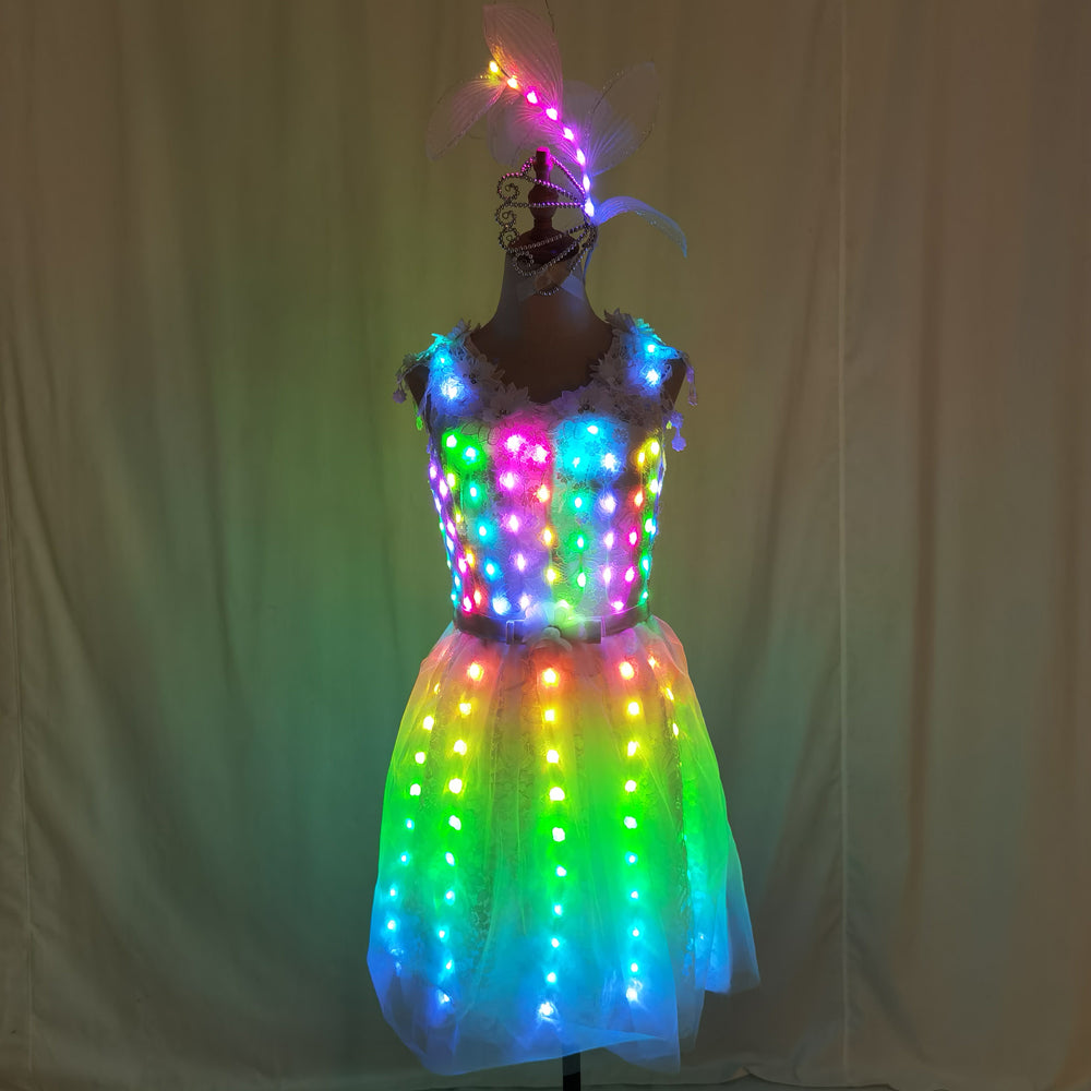 LED Light Up Ballet Tutu Dress Sexy Luminous Outfit for Nightclub GOGO Dancer