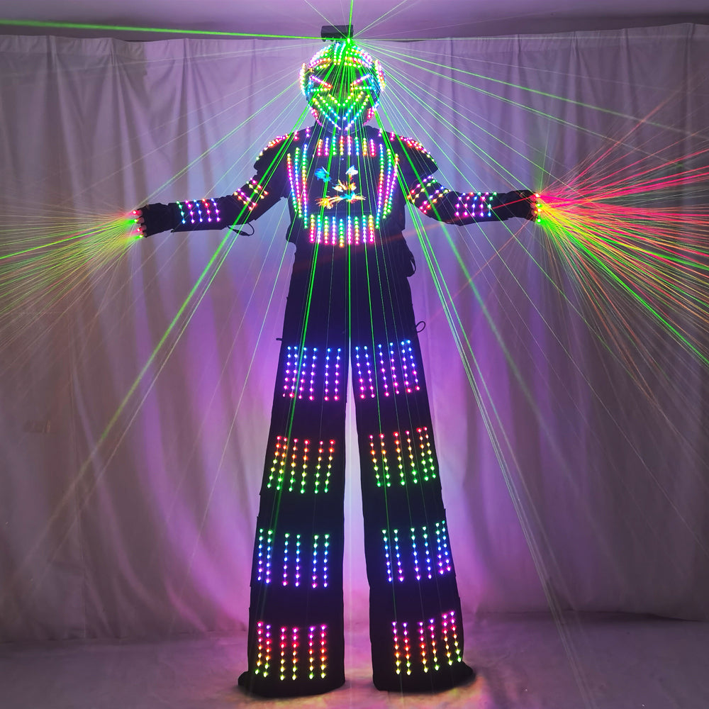 David Guetta Style LED Robot Suit - Luminous Stilts Walker Stage Parade Performance Costume