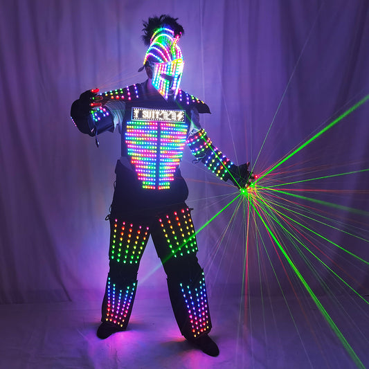 Digital LED Glowing Robot Costume Armor Jacket | Light Up Performance Suit for Bar Nightclub Party