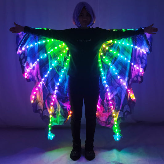 Colorful Light Up LED Wings Butterfly Cloak Belly Dance Costume Stage Performance Props