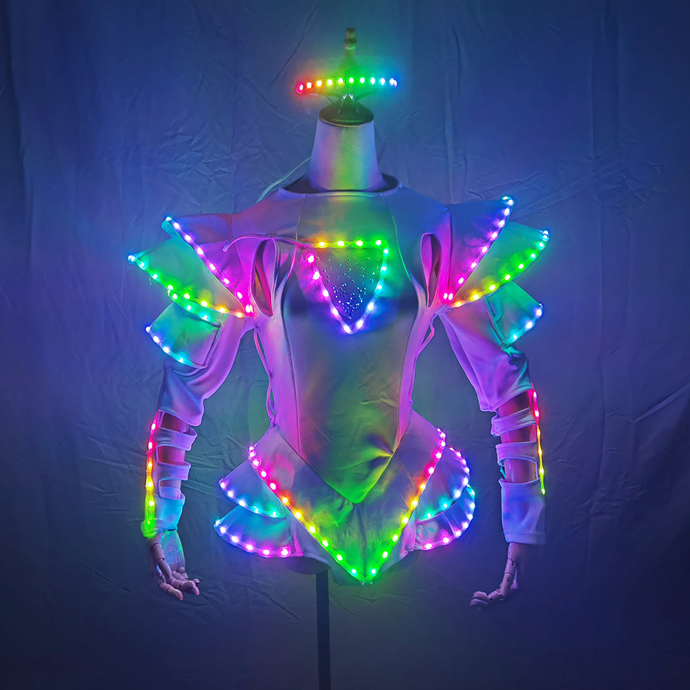 LED Female Warrior Suits – Luminous Glowing Costume for Women Ballroom Dance