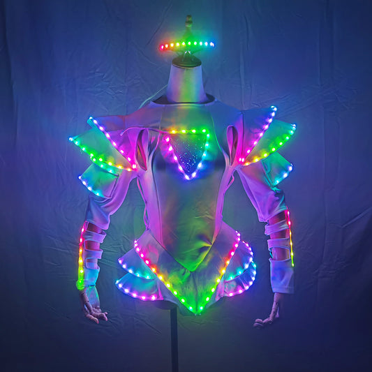 LED Female Warrior Suits – Luminous Glowing Costume for Women Ballroom Dance