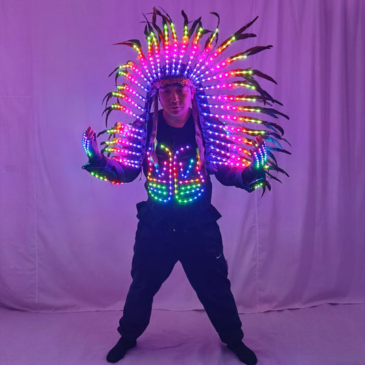 Light Up Full Color LED Armor Jacket - Luminous Glowing Costume for DJ Singer DS Gogo Dance Team