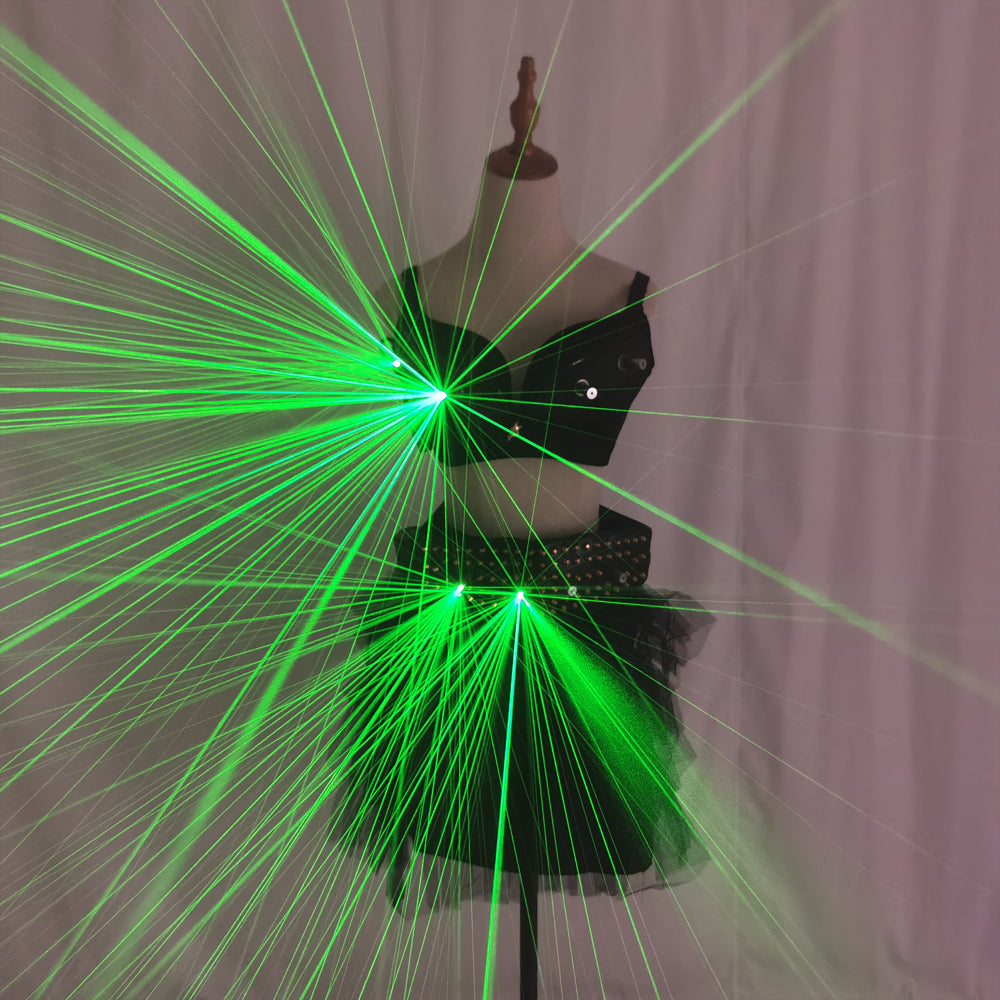 Sci Fi Future Green Laser Costume Sexy Girl Bra Laser Belt DJ Singer Bar Nightclub Laser Rain Effect