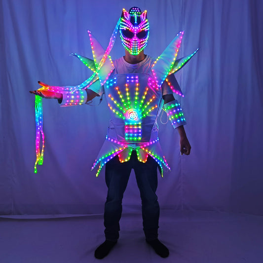 Full Color LED Leather Skirt Female Robot Outfit Stage Performance Bar Sexy Night Club DJ Singer Dance Dress