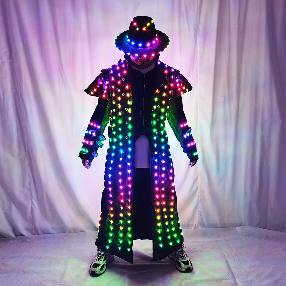 Stage Party Decoration Party Fancy Dress LED Dance Robot Luminous Costume Suits Rave Glowing Performance Clothing Wear