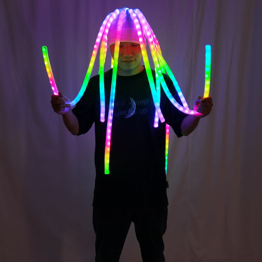 LED Jellyfish Hat Luminous Headdress for Party Dance Team Gogo Stage Show Performance Bar New Lighting Headwear