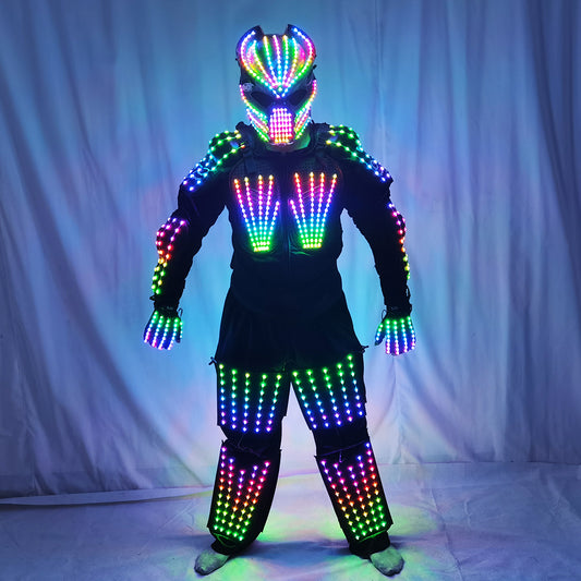 Full Color LED Suit Costumes Clothes Lights Luminous Stage Dance Performance Show Growing Light Up Armor for Night Club