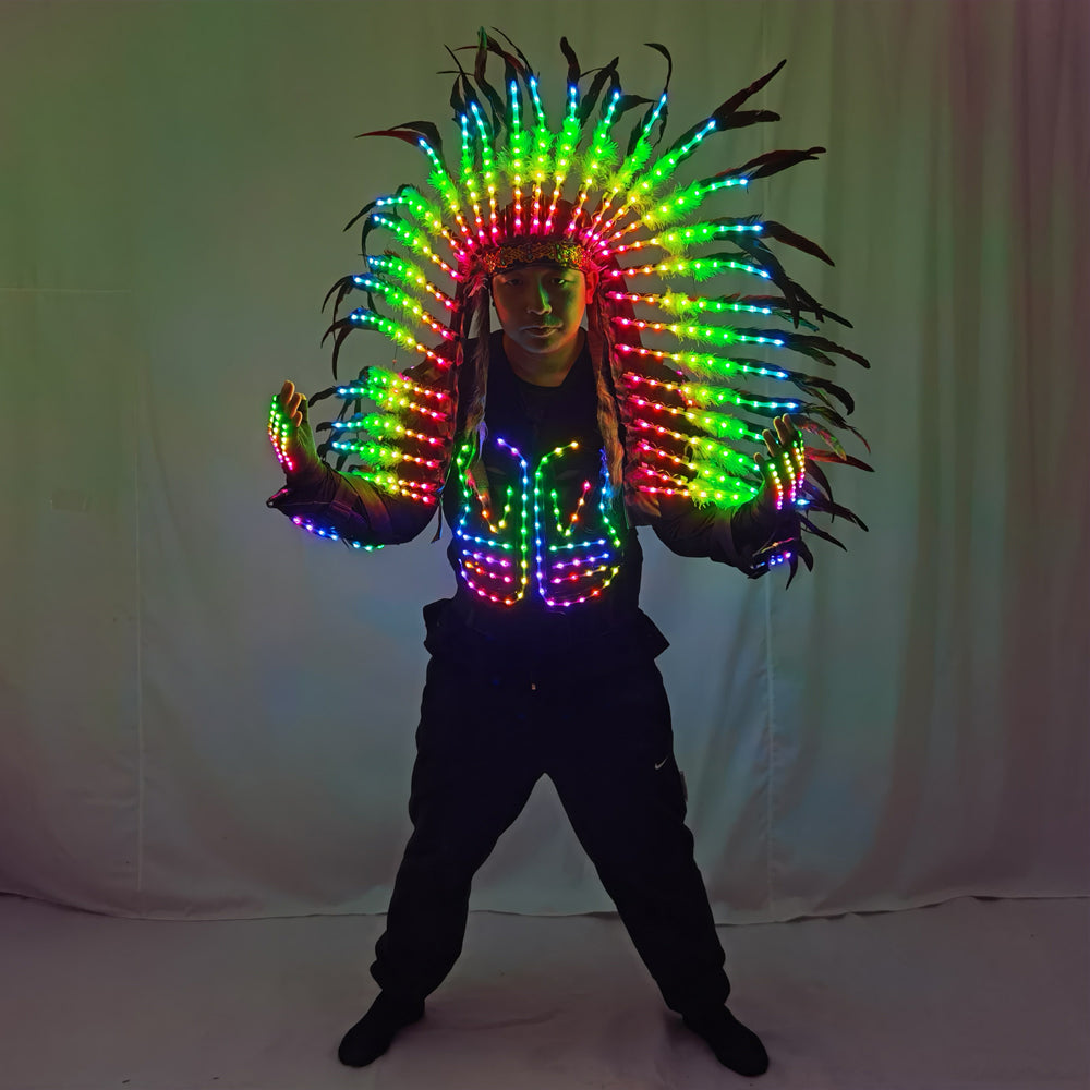 Light Up Full Color LED Armor Jacket - Luminous Glowing Costume for DJ Singer DS Gogo Dance Team
