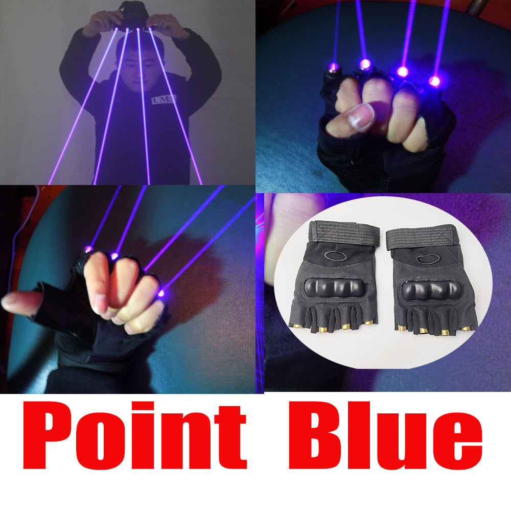 Blue Single Point Big Beam Laser Gloves  LED Stage Glove Glasses for DJ Club Party Show Performance Accessory