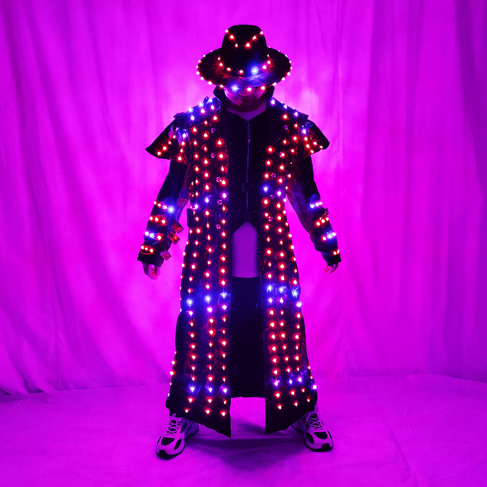 Stage Party Decoration Party Fancy Dress LED Dance Robot Luminous Costume Suits Rave Glowing Performance Clothing Wear