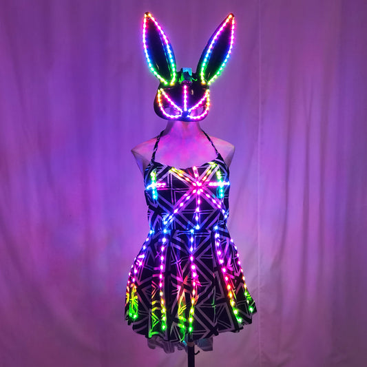 LED Luminous Belly Dance Split Skirt – Sexy Professional Training & Stage Dance Outfit