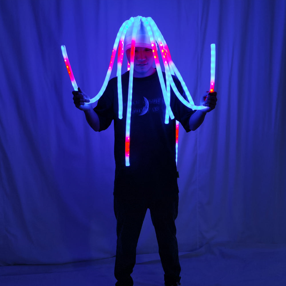 LED Jellyfish Hat Luminous Headdress for Party Dance Team Gogo Stage Show Performance Bar New Lighting Headwear - Tem-laser.com
