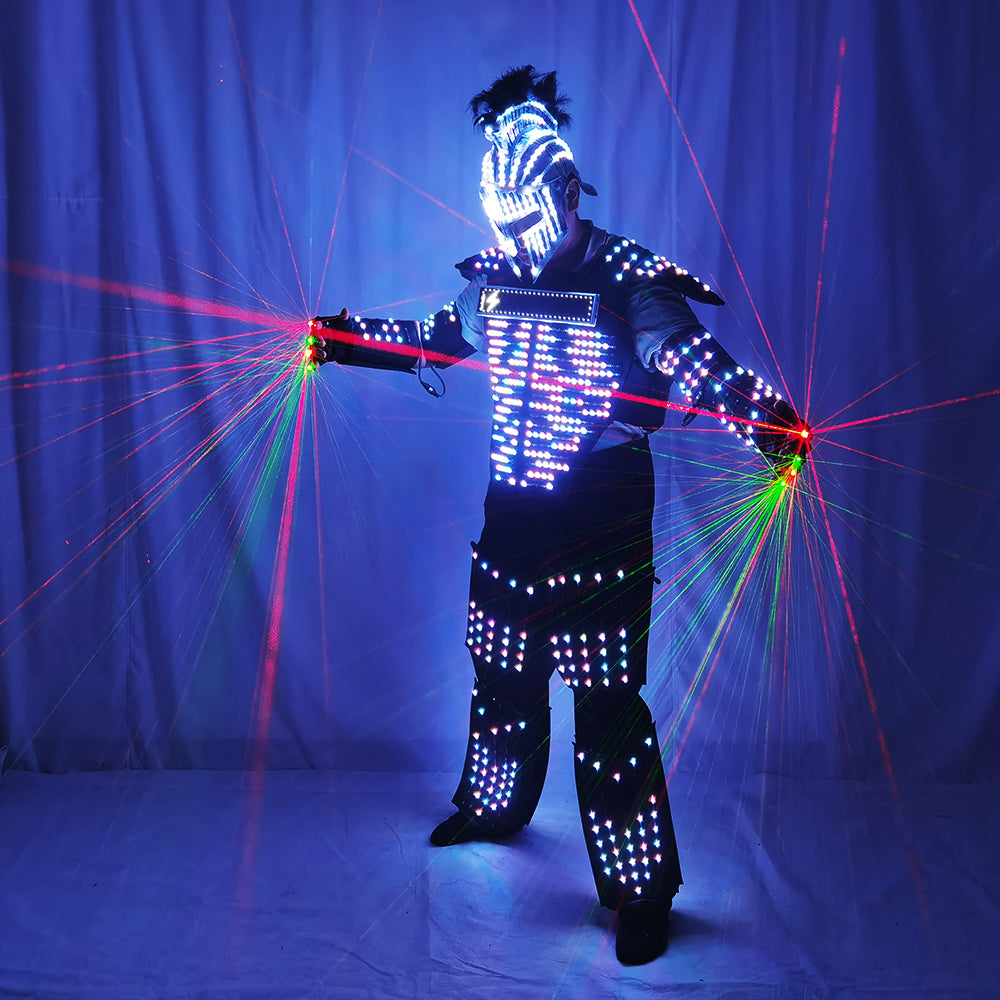 Digital LED Glowing Robot Costume Armor Jacket | Light Up Performance Suit for Bar Nightclub Party
