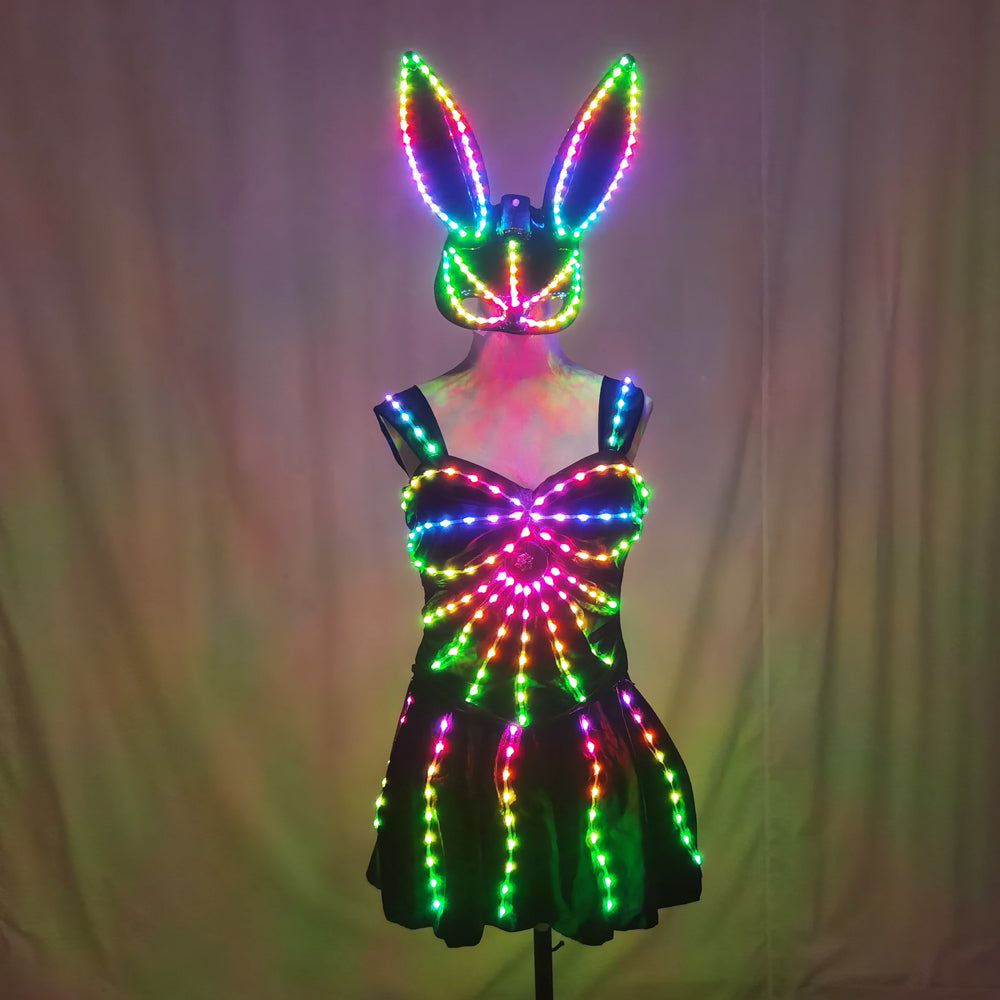 LED Bikini Nightclub Gogo Costume – Light Up Outfit for Lead Dancer & Group Dance