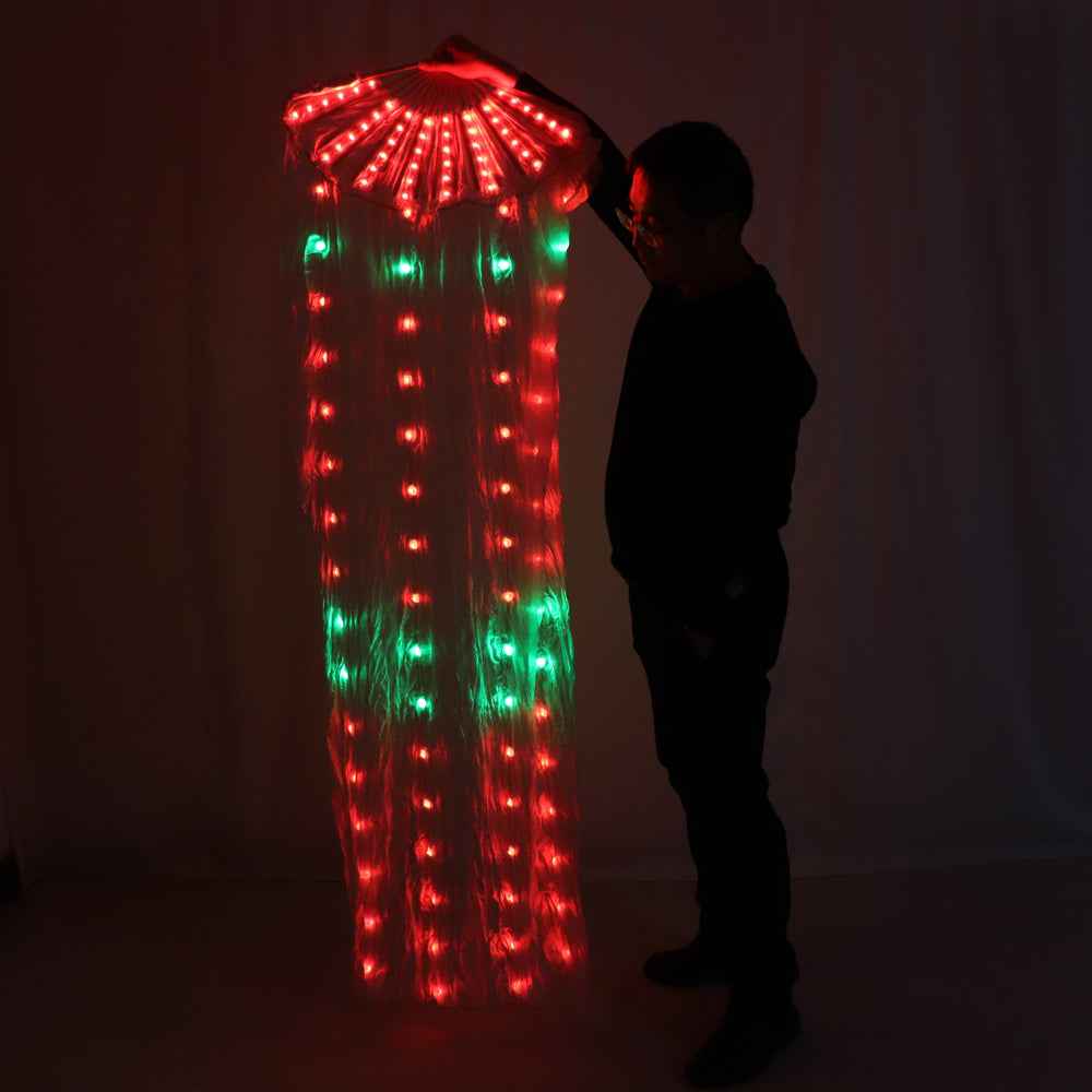 LED Full Color Belly Dance Silk Fan Veil Stage Performance Accessories Prop Light Bellydance LED Fans Shiny Rainbow - Tem-laser.com