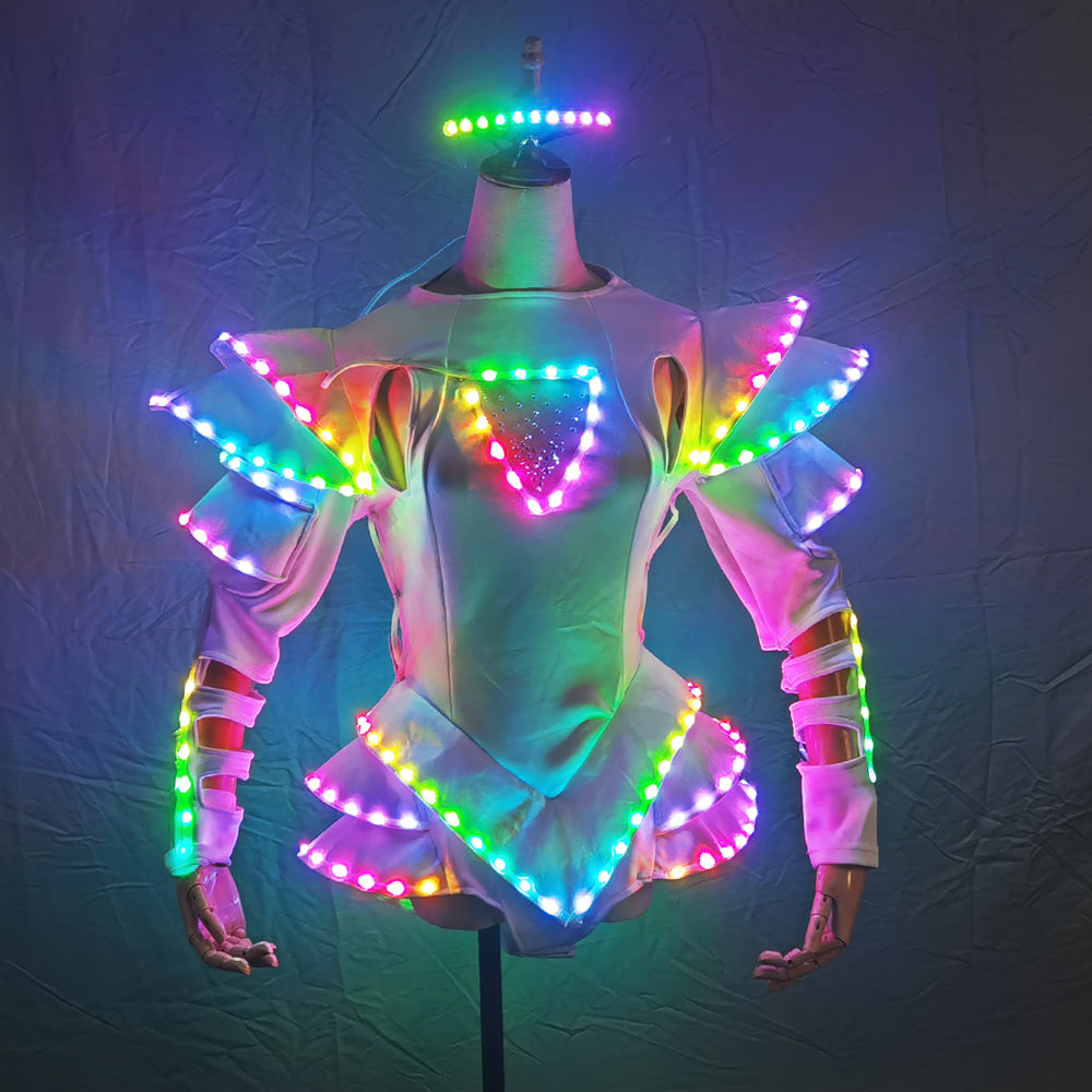 LED Female Warrior Suits – Luminous Glowing Costume for Women Ballroom Dance