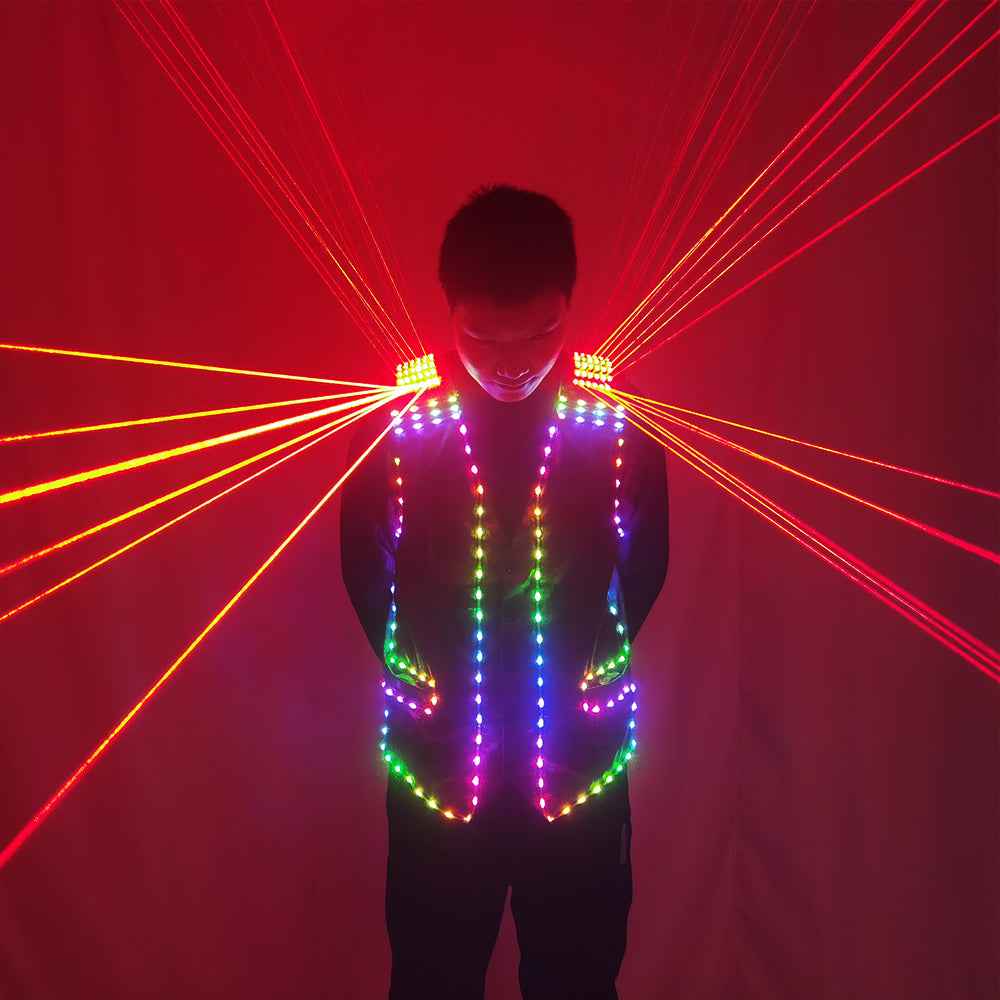 Fashion Red Laser Waistcoat – Laserman LED Vest for Stage, Singers & Nightclub Performers - Tem-laser.com