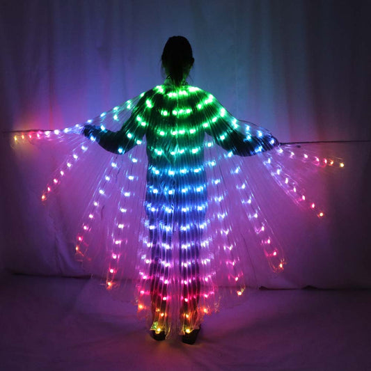 ED Belly Dance Wings with Stick – Colorful Luminous Accessory for Stage Performance