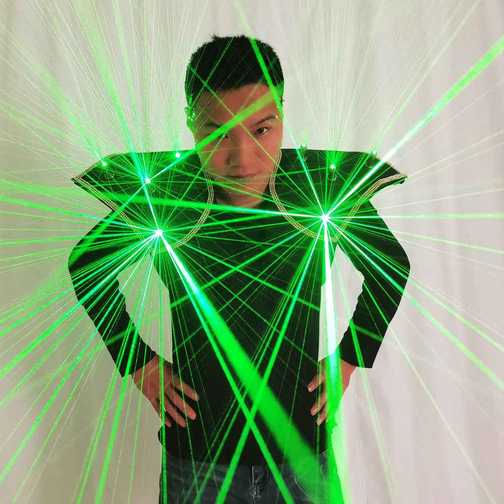 RGB Color Laser Waistcoat with Shoulder Pieces – Luminous Dance Robot Costume for Party & Stage Performance - Tem-laser.com