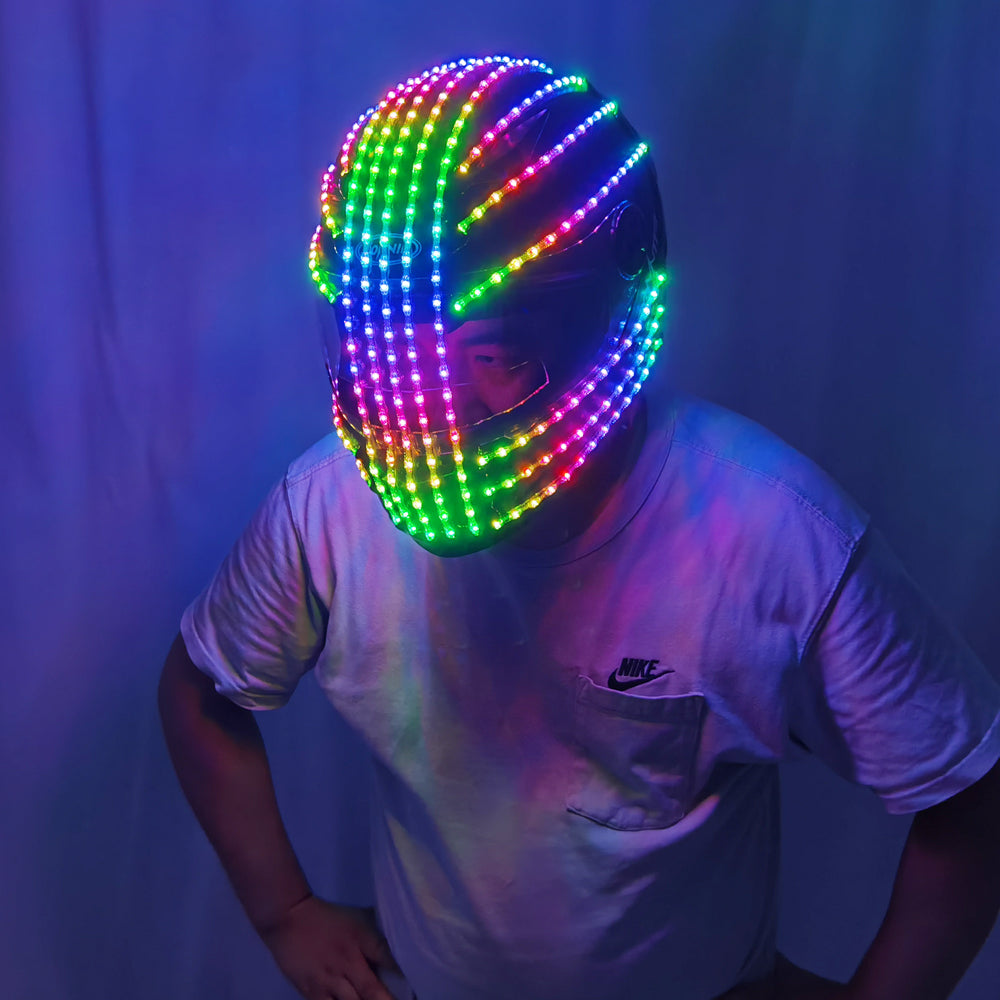 RGB Color LED Helmet Monster Luminous Hat Dance Clothes DJ Helmet