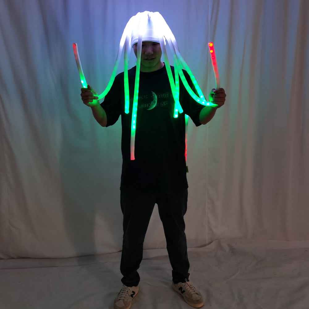 LED Jellyfish Hat Luminous Headdress for Party Dance Team Gogo Stage Show Performance Bar New Lighting Headwear - Tem-laser.com