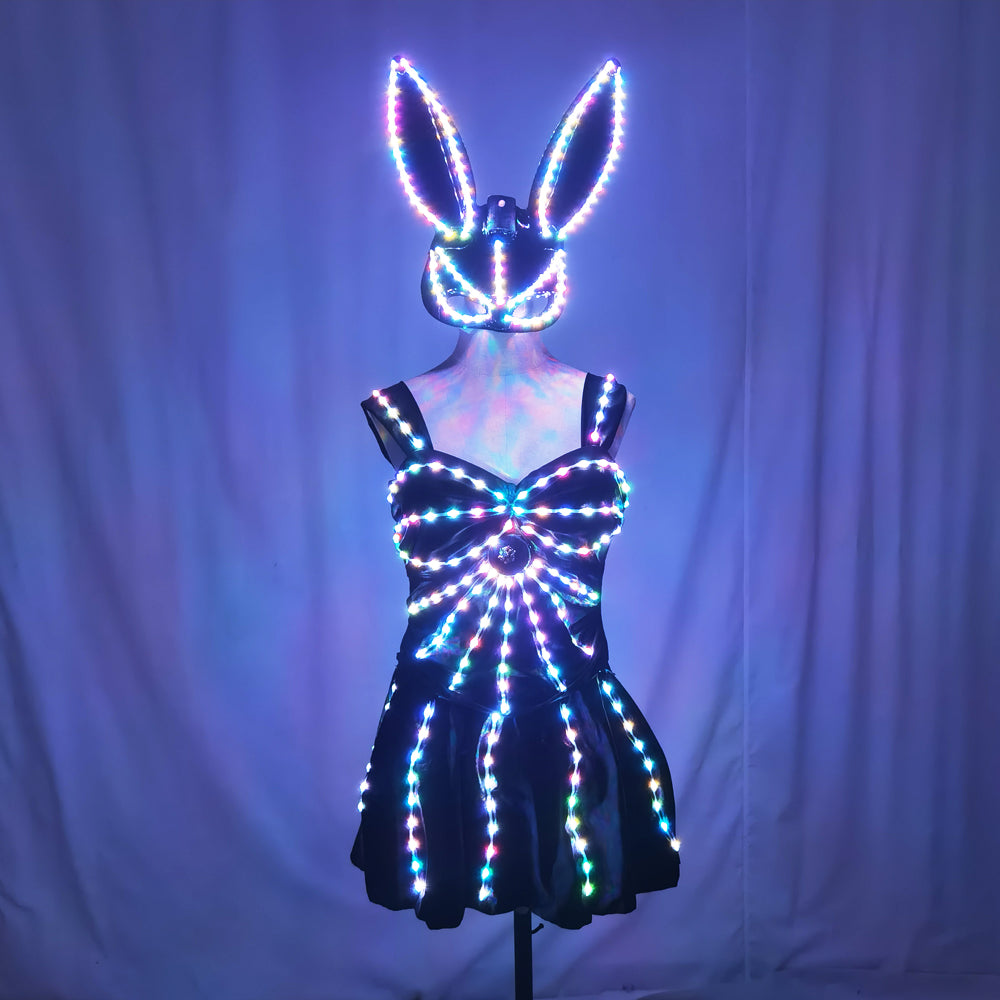 LED Bikini Nightclub Gogo Costume – Light Up Outfit for Lead Dancer & Group Dance