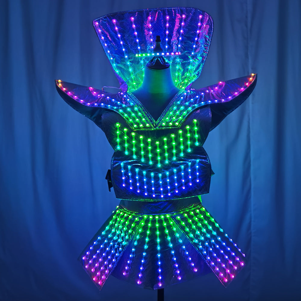 Women’s LED Glow Mirror Dress – Nightclub Party & Evening Outfit