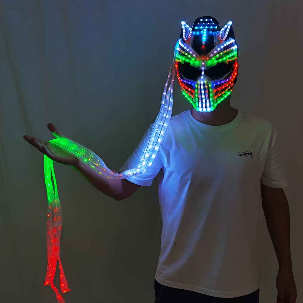 LED Light Illusion Female Helmet Monster Hat Cat Woman Black Panther Mask - Tem-laser.com