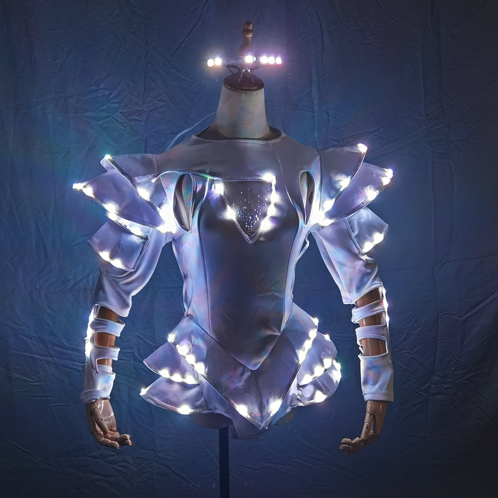 LED Female Warrior Suits – Luminous Glowing Costume for Women Ballroom Dance