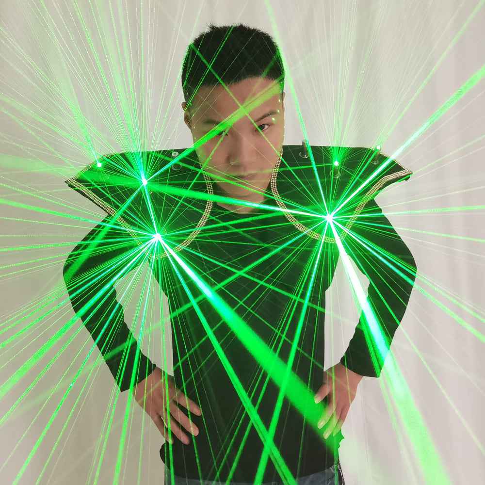RGB Color Laser Waistcoat with Shoulder Pieces – Luminous Dance Robot Costume for Party & Stage Performance - Tem-laser.com
