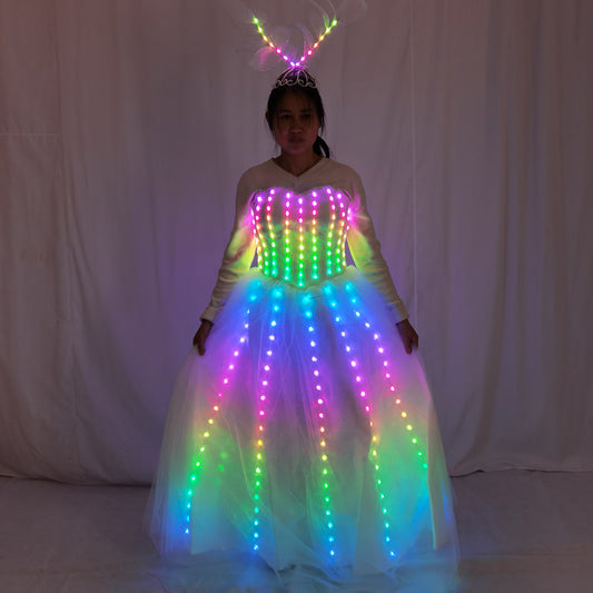 Women Pixel LED Wings Bodysuit – Singer & Dancer Stage Outfit