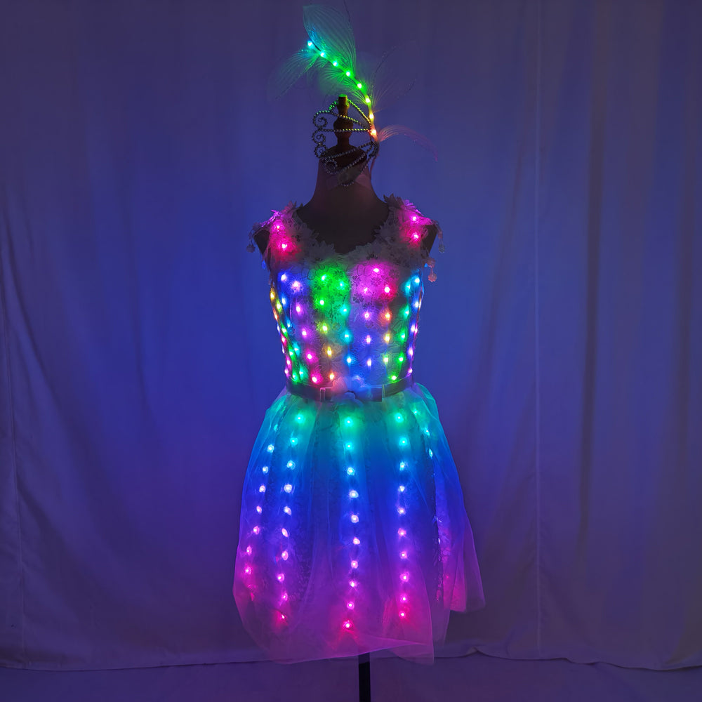 LED Light Up Ballet Tutu Dress Sexy Luminous Outfit for Nightclub GOGO Dancer