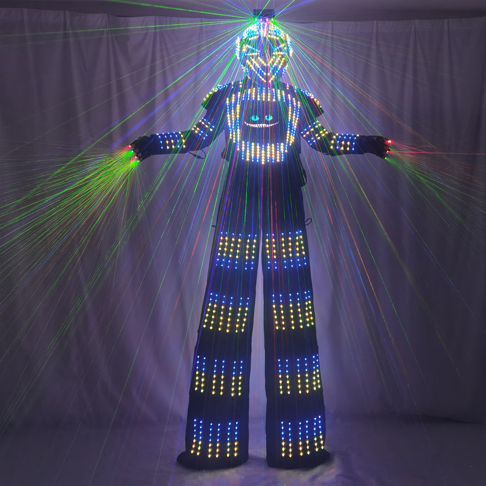David Guetta Style LED Robot Suit - Luminous Stilts Walker Stage Parade Performance Costume