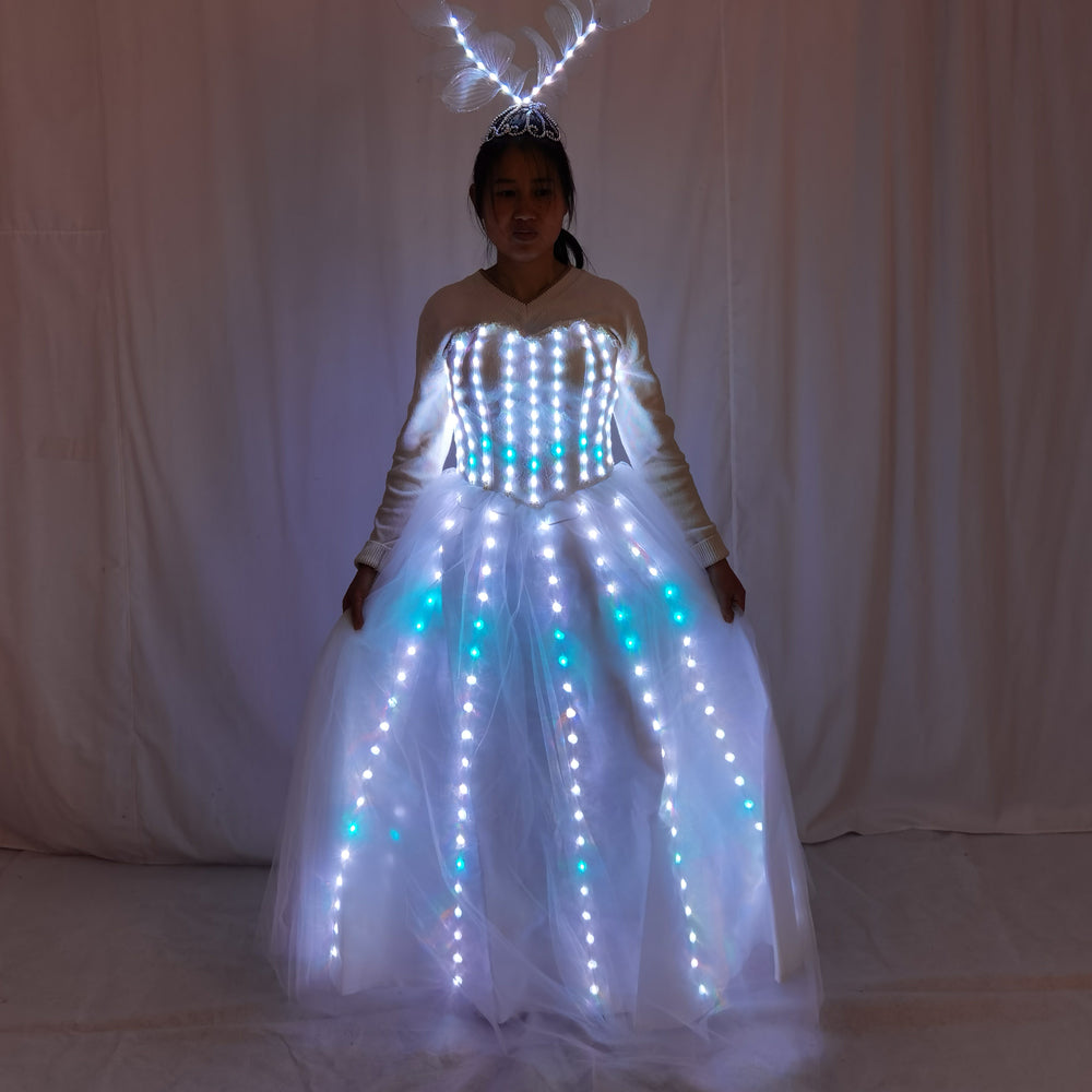 Women Pixel LED Wings Bodysuit – Singer & Dancer Stage Outfit
