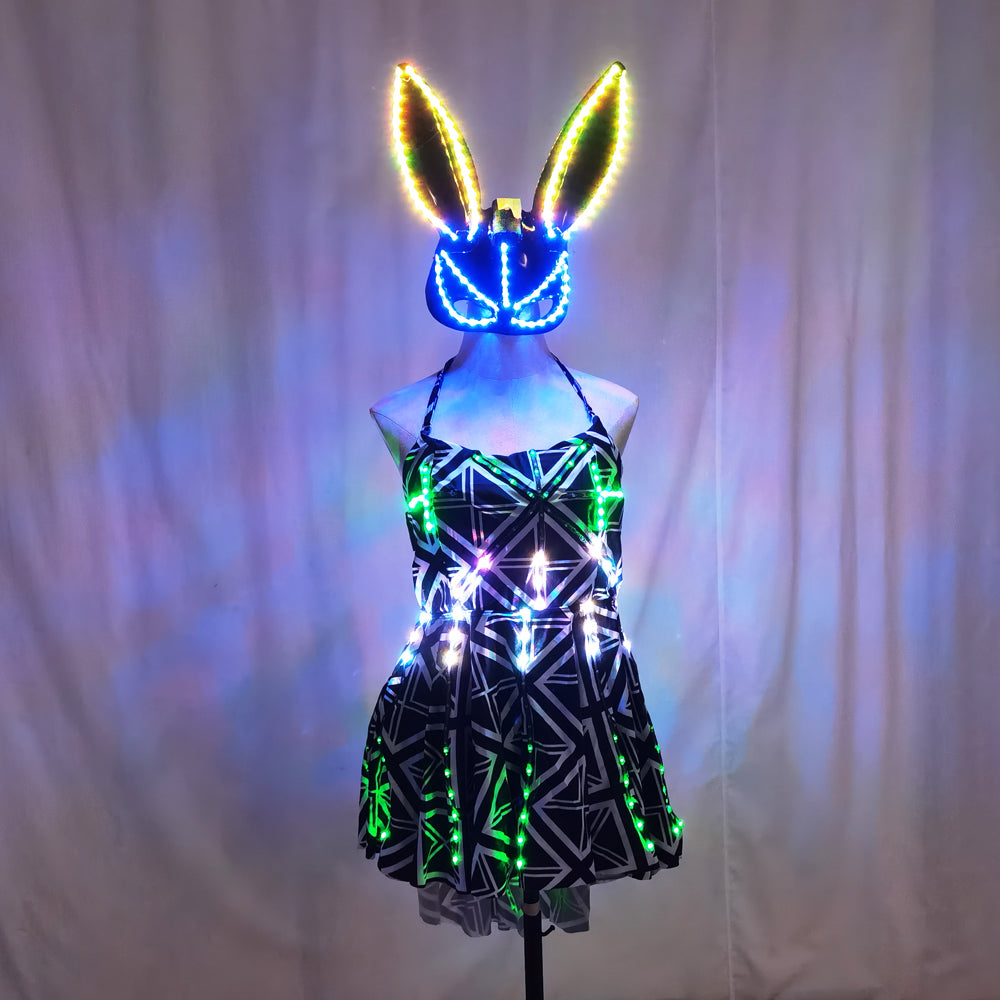 LED Luminous Belly Dance Split Skirt – Sexy Professional Training & Stage Dance Outfit