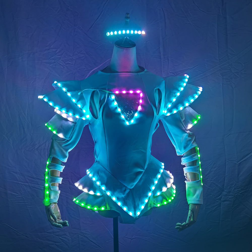 LED Female Warrior Suits – Luminous Glowing Costume for Women Ballroom Dance