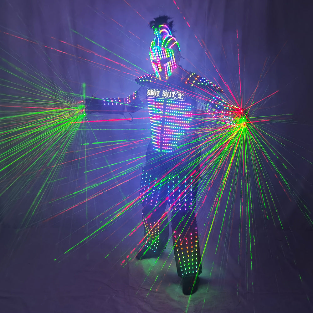 Digital LED Glowing Robot Costume Armor Jacket | Light Up Performance Suit for Bar Nightclub Party