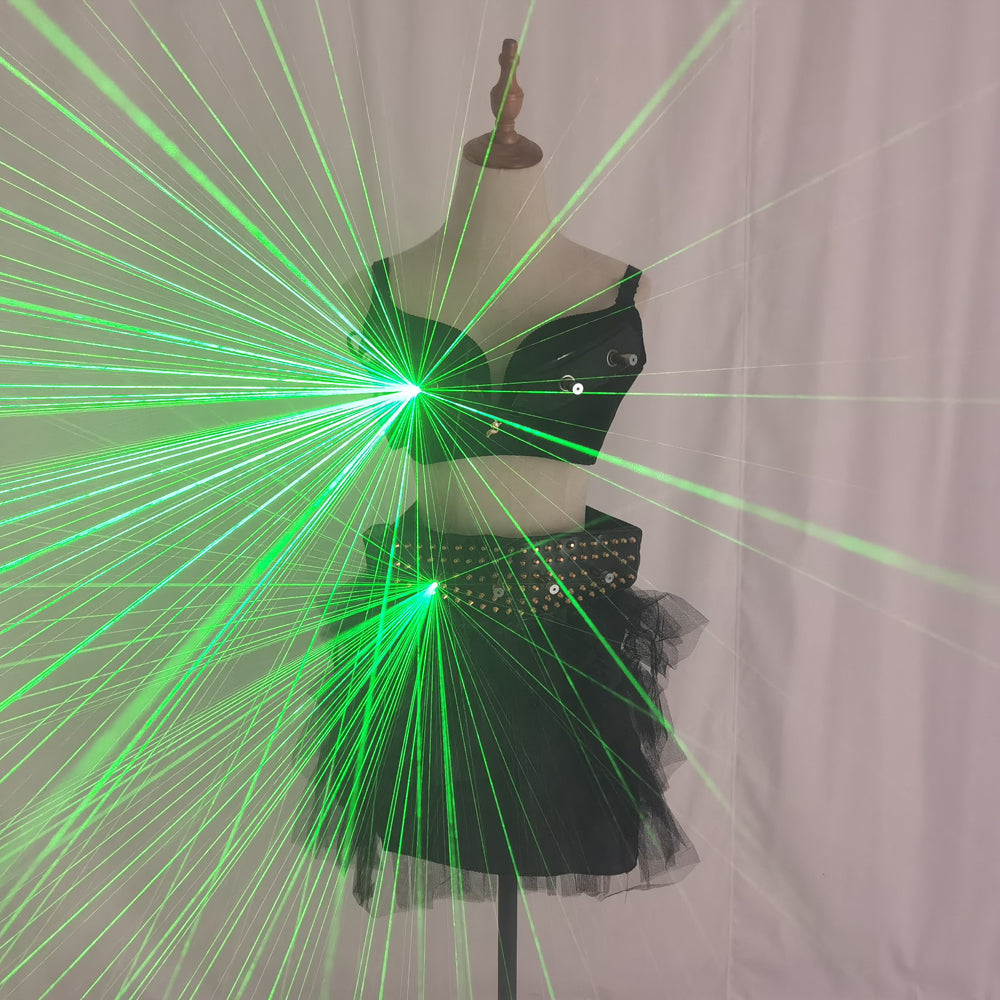 Sci Fi Future Green Laser Costume Sexy Girl Bra Laser Belt DJ Singer Bar Nightclub Laser Rain Effect