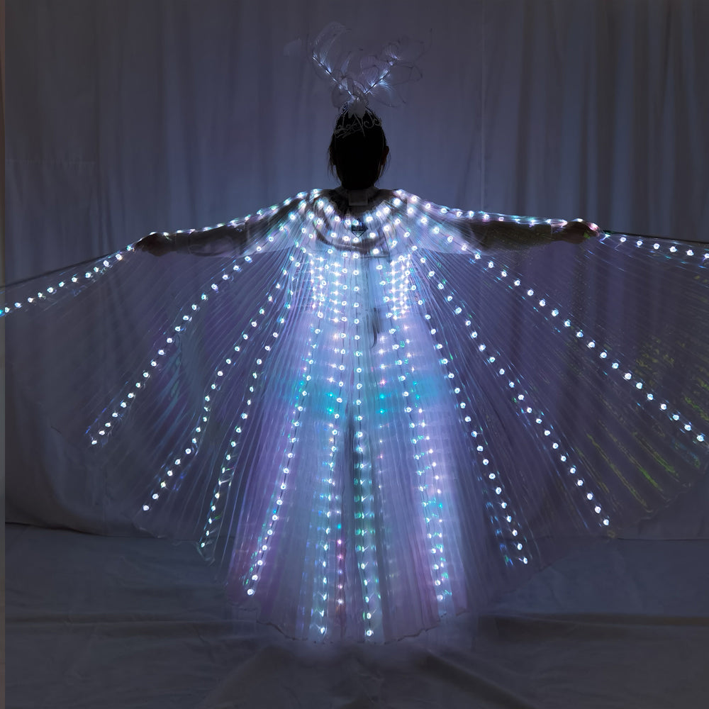 LED Light Up Wedding Gown with Luminous Wings – Ballroom Dance Dress