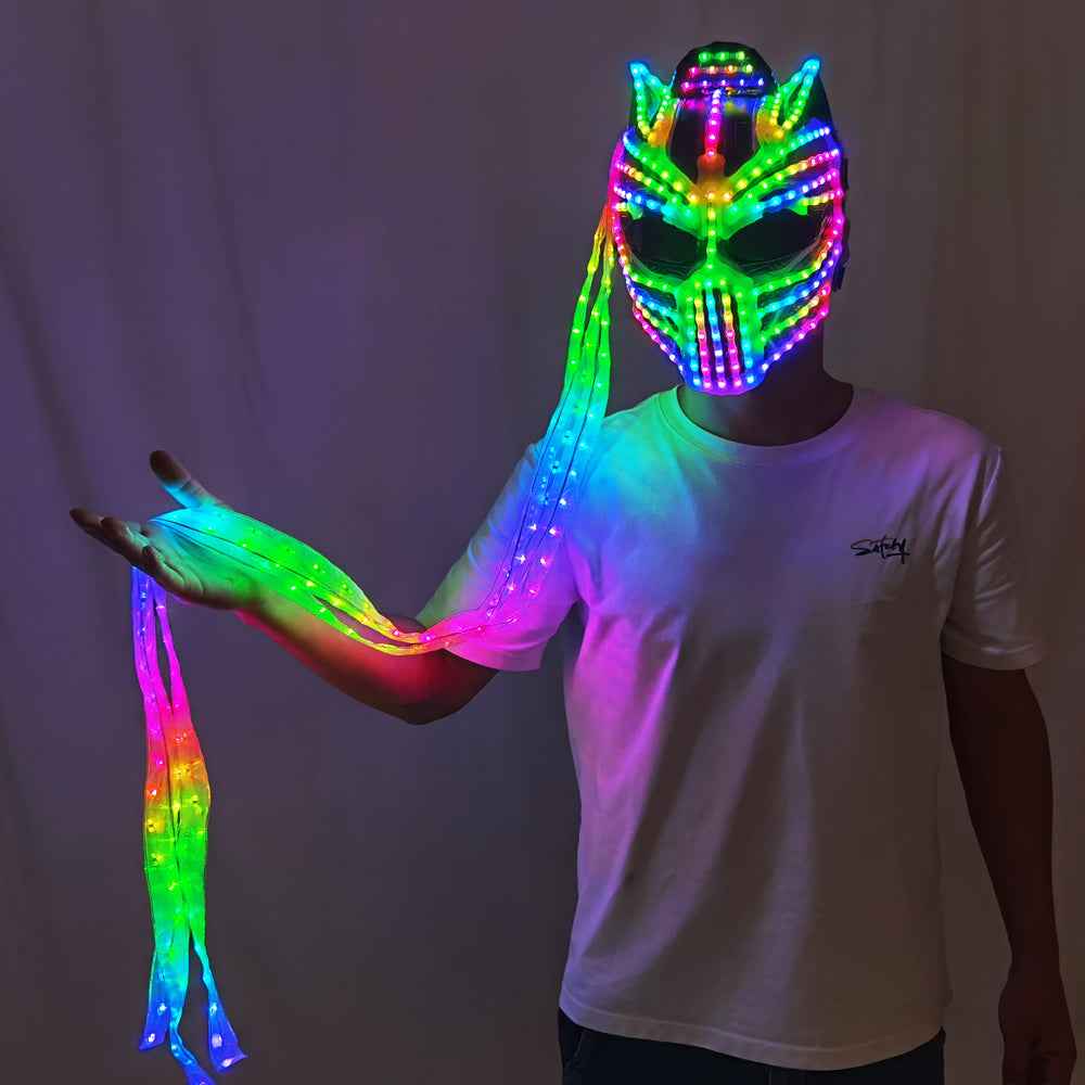 LED Light Illusion Female Helmet Monster Hat Cat Woman Black Panther Mask - Tem-laser.com