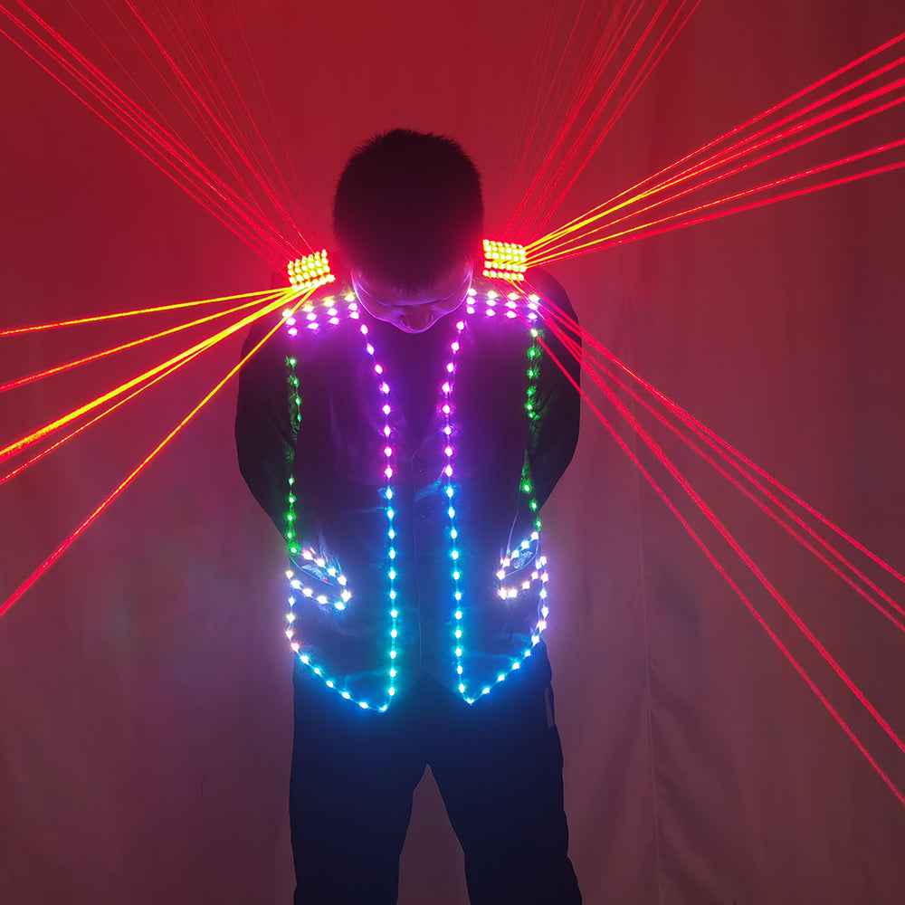 Fashion Red Laser Waistcoat – Laserman LED Vest for Stage, Singers & Nightclub Performers - Tem-laser.com