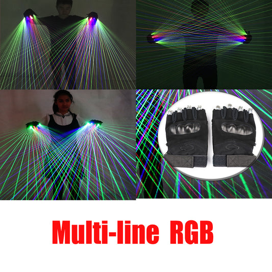 Multi-line RGB Laser Gloves 2 in 1 Green Red Blue LED Finger Lights for Robot Suit Luminous Dress Bar Party