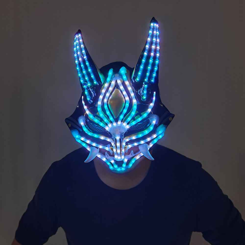 Future Tech LED Helmet Cat Woman Black Panther Mask LED Robot Performance Costume - Tem-laser.com