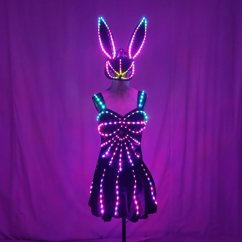 LED Bikini Nightclub Gogo Costume – Light Up Outfit for Lead Dancer & Group Dance